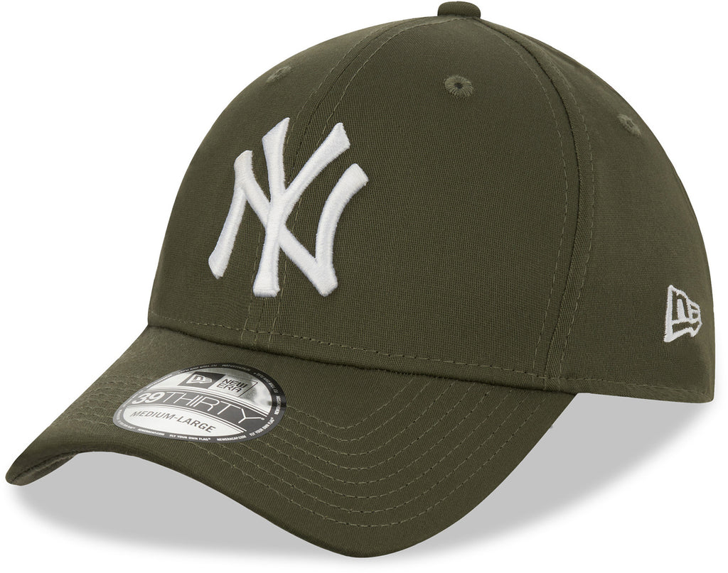 New York Yankees New Era 39Thirty League Essential Olive Stretch Fit Baseball Cap - pumpheadgear, baseball caps