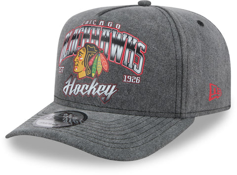 Chicago Blackhawks New Era 9Fifty A-Frame Washed Black NHL Team Snapback Cap