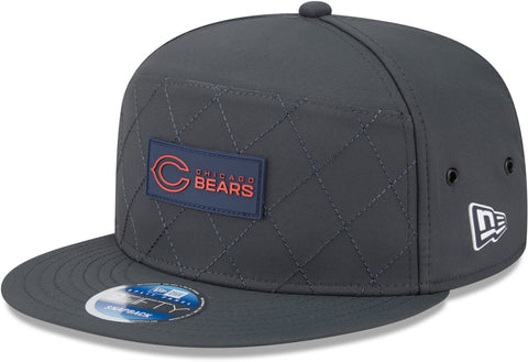 Side view of Chicago Bears NFL cold weather snapback hat showing New Era logo - pumpheadgear, baseball caps