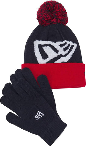 New Era kids beanie and gloves set in navy – winter hat and gloves for ages 6–12