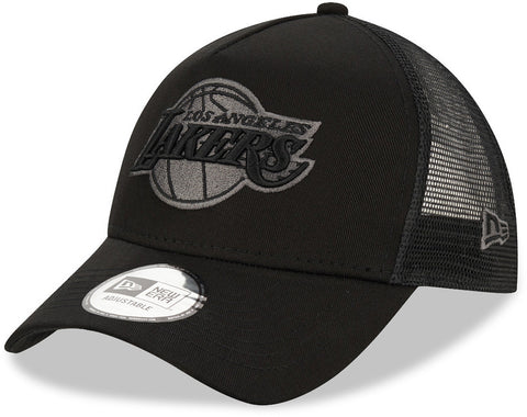 Los Angeles Lakers New Era NBA Team Black A-Frame Trucker Cap - lovemycap