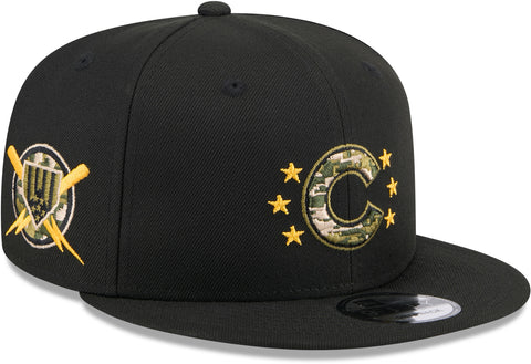 Chicago Cubs New Era 9Fifty MLB 2024 Armed Forces Day Black Snapback Cap