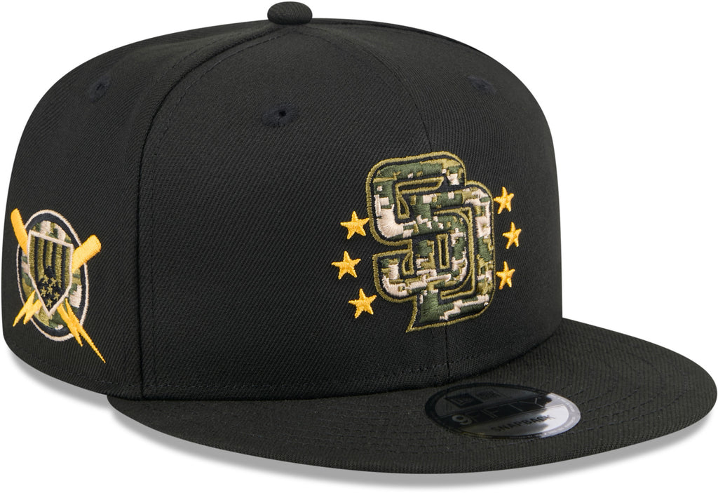 San Diego Padres New Era 9Fifty MLB 2024 Armed Forces Day Black Snapback Cap