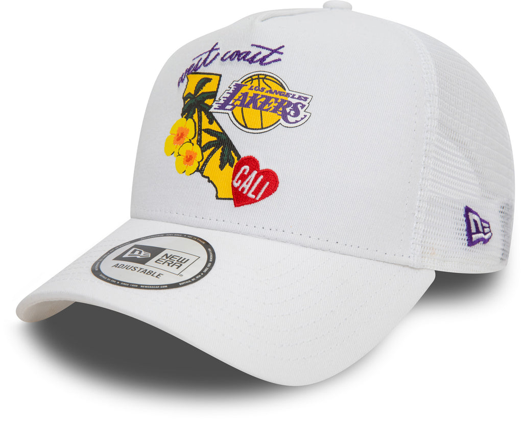 Los Angeles Lakers Era NBA Team Logo White Trucker Cap - pumpheadgear, baseball caps