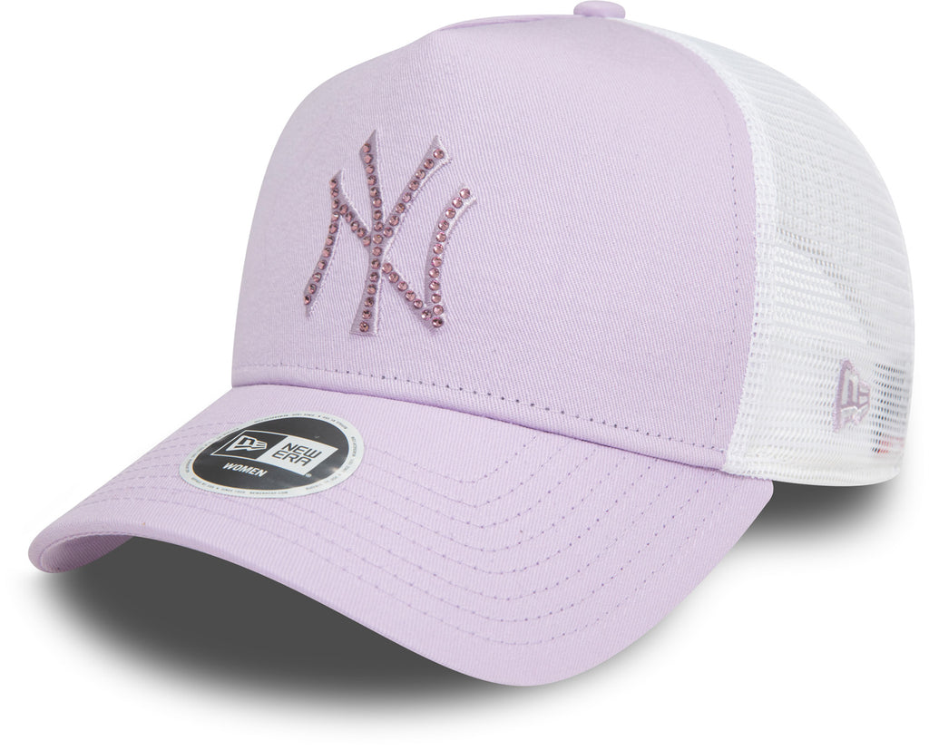 New York Yankees Womens New Era MLB Rhinestone Lilac Trucker Cap - pumpheadgear, baseball caps