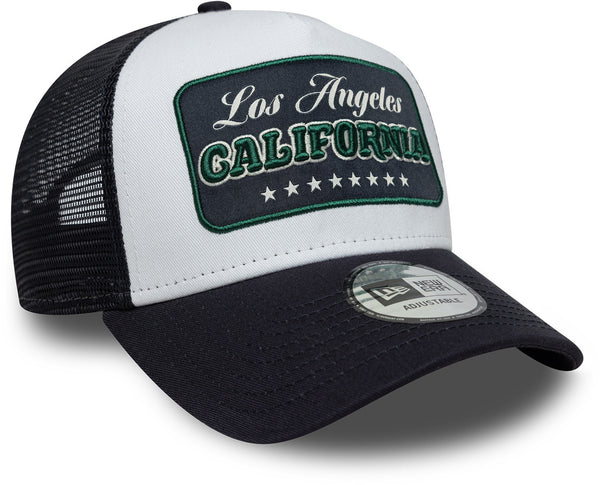 Los Angeles California New Era Location Patch Navy Trucker Cap - pumpheadgear, baseball caps