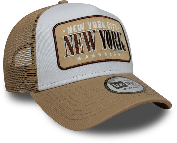 New York City New Era Location Patch Camel Trucker Cap