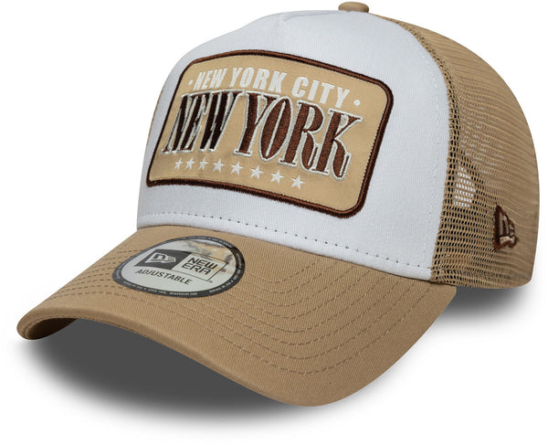 new era beige and white cap with 'New York City New York' logo