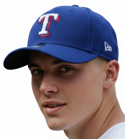 Man wearing the Texas Rangers Baseball Cap