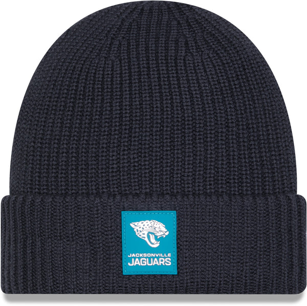 Jacksonville Jaguars 2025 New Era Sideline Cold Weather Cuff Knit Beanie – Front View