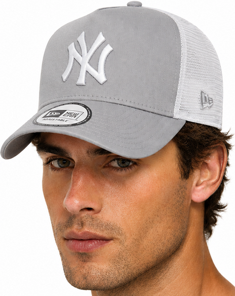 New York Yankees New Era Grey Clean A-Frame Trucker Cap