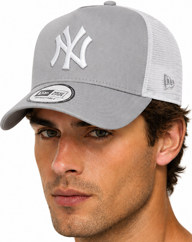 New York Yankees New Era Grey Clean A-Frame Trucker Cap
