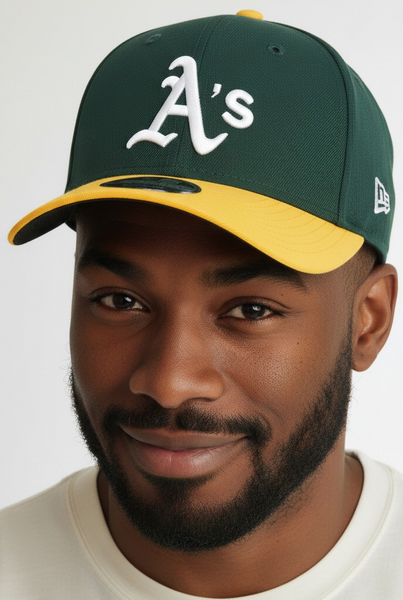 man wearing the oakland athletics team snapback baseball cap