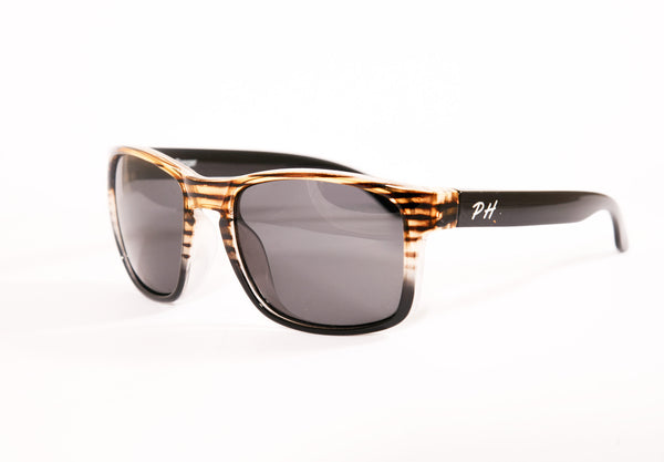 PH Ranger polarised sunglasses brown frame black arms angled view