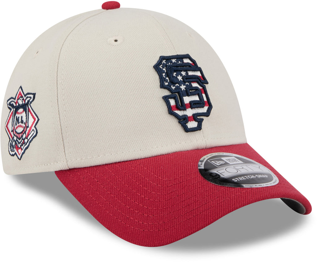 San Francisco Giants Close-up of Patriotic Flag Embroidery on San Francisco Giants 9Forty Cap - pumpheadgear, baseball caps