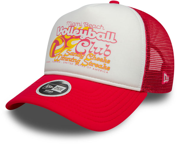 Womens Miami Beach Volleyball New Era Foam Trucker Cap with mesh back and adjustable snapback- pumpheadgear, baseball caps