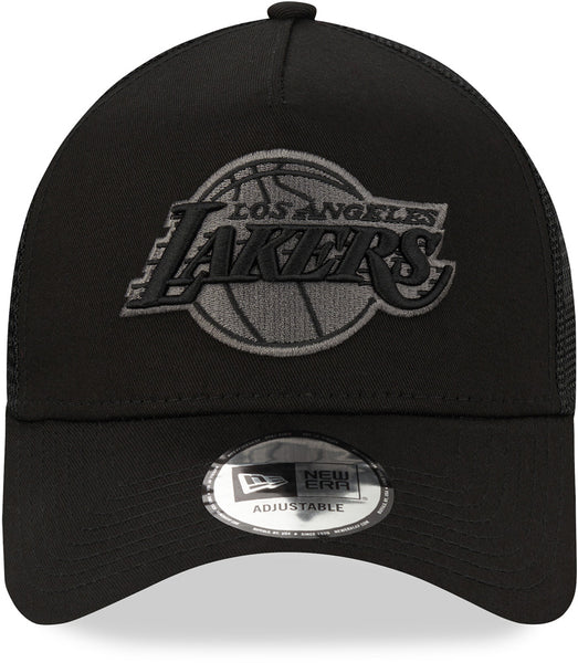 Los Angeles Lakers New Era NBA Team Black A-Frame Trucker Cap - lovemycap