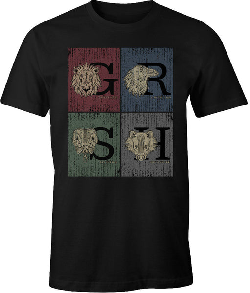 Harry Potter Hogwarts Houses Black T-Shirt - lovemycap